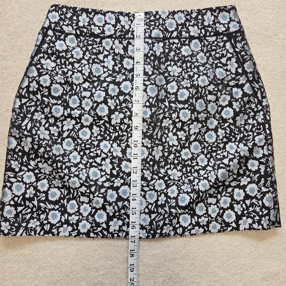 Ann Taylor Loft 2 Jacquard Floral Straight Pencil Mini Skirt Blue, Silver Black - Picture 9 of 11